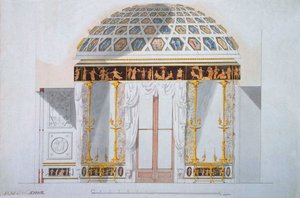 沙尔斯科耶塞洛玛瑙馆的碧玉柜设计，1780年代。  