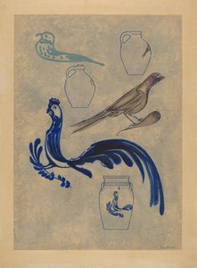 炻器上的鸟类装饰，19351942年。