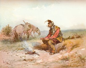 朗廷素描：Bivouac，大约1885年