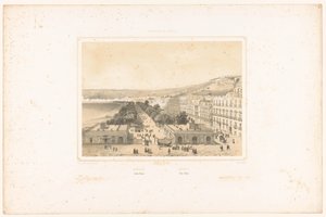 那不勒斯 Poggio Reale 别墅与林荫大道的景观
那不勒斯。皇家花园/那不勒斯。Reale 别墅（物品上的标题）
那不勒斯王国景观（系列标题）
那不勒斯王宫（文物上的系列名称） 作者 查尔斯·克劳德·巴切里尔