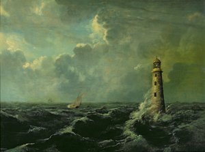 海景与灯塔（船上油） 作者 查尔斯·科德曼