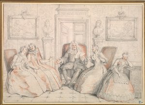 Trissotin读给Philaminte，Bélise和Armande ...，大概是c。 1725-1726。 作者 查尔斯·科佩尔