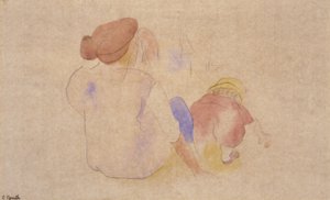 (穿红衣服带孩子的妇女）。 作者 查尔斯·德穆斯