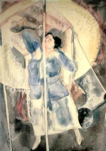 拿着拳击袋的女人（纸上水彩画） 作者 查尔斯·德穆斯