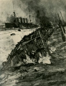1914年9月22日，第一次世界大战，阿布库米尔号战舰沉没。 作者 查尔斯·迪克森