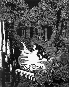 Charles Doudelet（1861-1938）为Maurice Maeterlinck（1862-1949）的《Pelleas and Melisande》所作的木刻，由Claudio Argentieri出版，意大利斯波莱托。 作者 查尔斯·杜德莱特