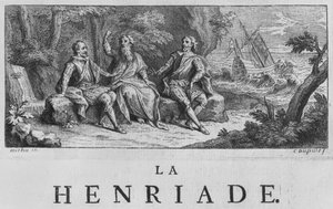 伏尔泰（1694-1778）1728年&39;La Henriade&39;的正面插图 作者 查尔斯·杜普依斯