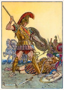 "不要抓住我的膝盖，卑鄙的狗！"（彩色石版画）