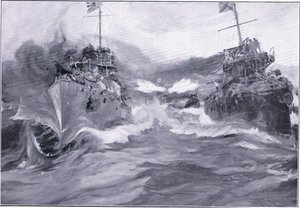驱逐舰之间的斗争，插图来自日本战争第1卷，c.1900的战争历史