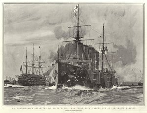 张伯伦先生出发前往南非，HMS Good Hope从朴茨茅斯港出发