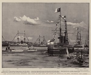 英国 - 葡萄牙协定，葡萄牙国王和王后访问里斯本的HMS Majestic 作者 查尔斯·爱德华·迪克森