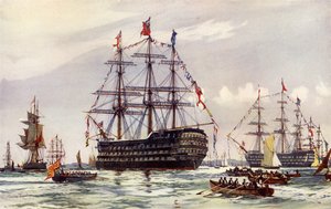 女王在1845年的Spithead评论 作者 查尔斯·爱德华·迪克森