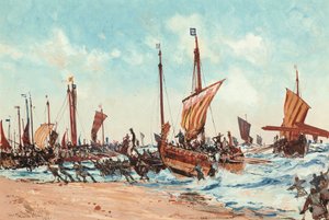 1066 年 9 月 28 日征服者威廉在黑斯廷斯登陆 作者 查尔斯·爱德华·迪克森
