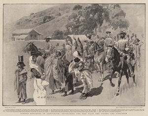 莱迪史密斯的印度教难民，将男人与女人和孩子分开 作者 Charles Edwin Fripp