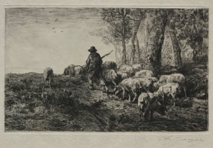 猪群，1880年。 作者 查尔斯·埃米尔·雅克