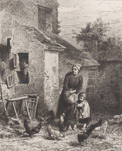 院子的一角，1864年。 作者 查尔斯·埃米尔·雅克