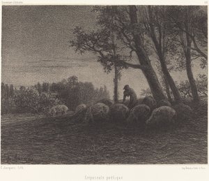 诗意的黄昏（Crepuscule poetique）。 作者 查尔斯·埃米尔·雅克