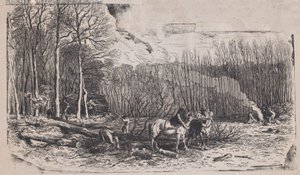 二月，来自《乡村题材专辑》，1859年。 作者 查尔斯·埃米尔·雅克