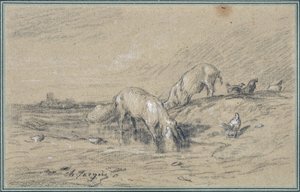 查尔斯·雅克（1813-1894）画的猪群 作者 查尔斯·埃米尔·雅克