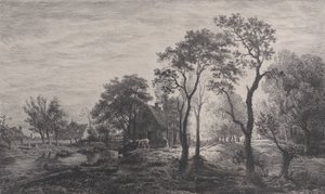 风景，根据Eglon van der Neer的草图绘制，1862年。 作者 查尔斯·埃米尔·雅克