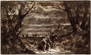 男子领导马，19世纪（ethcing，drypoint＆roullet） 作者 查尔斯·埃米尔·雅克