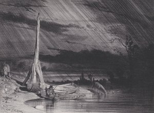 渔夫，下雨的天气，约1853年。 作者 查尔斯·埃米尔·雅克