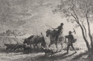 从田野返回，1865年。 作者 查尔斯·埃米尔·雅克
