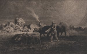 风暴，1865年。 作者 查尔斯·埃米尔·雅克