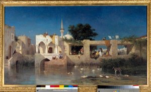 Cafe a Adalia，dit Habitations Turks near Adalia in 土耳其 Charles Torunemine (1812-1872) 1856 Sun。 0,69x1,24 m 巴黎，奥赛博物馆