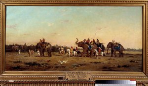 印度狩猎。 Charles de Tournemine (1812-1872) 的绘画