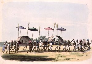 穿过纳加帕蒂南镇的结婚游行，板块32来自《东方绘画》，由托马斯-梅德兰（1755-1823）雕刻出版。1806年（水印）。 作者 查尔斯·埃米利厄斯（后）金