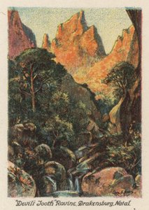 南非："恶魔之牙"，纳塔尔德拉肯斯堡拉维恩（彩色石版画）