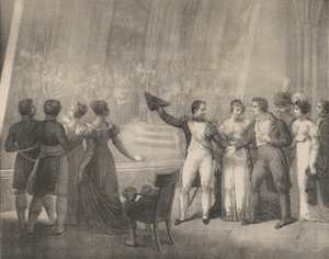 拿破仑和约瑟芬参观大卫工作室，1808年1月4日，约1820-30。 作者 查尔斯·艾蒂安·皮埃尔·莫特
