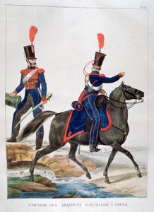 马炮兵团的制服，法国，1823年。 作者 查尔斯·艾蒂安·皮埃尔·莫特