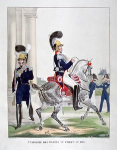 1823年，法国皇家军卫队的制服。 作者 查尔斯·艾蒂安·皮埃尔·莫特