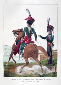 1823年，法国皇家卫队骑乘式追逐团的制服。