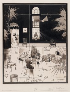 美国的俱乐部生活，野餐者，1933 年之前（纸上钢笔和墨水） 作者 查尔斯·福贝尔