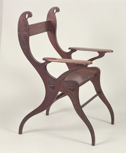 由CFA Voysey（1857-1941）于1883  -  5年设计的扶手椅或天鹅椅，制成c.1898（橡木）