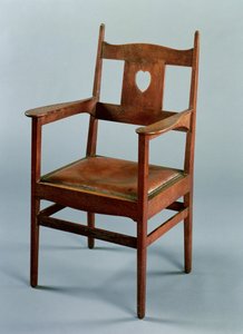 带扶手和座椅的餐椅，c.1902（橡木）