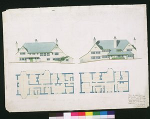 房子将建于Gartmel Fell Gillhead，温德米尔为JW Buckley Esquire，1899年（wc和铅笔在纸上） 作者 查尔斯·弗朗西斯·安妮斯利·沃西