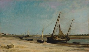 1871年在埃塔普斯的海岸上划船。 作者 查尔斯·弗朗索瓦·杜比尼