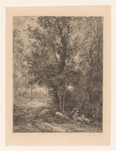有牧羊人休息的森林
Le berger et la bergère 作者 查尔斯·弗朗索瓦·杜比尼