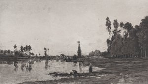 在河边，1865年。 作者 查尔斯·弗朗索瓦·杜比尼