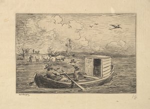 呼唤到岸上（1861）。 作者 查尔斯·弗朗索瓦·杜比尼