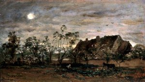 1860年代在翁弗勒尔的夜晚。 作者 查尔斯·弗朗索瓦·杜比尼