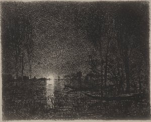 夜床，最早的印象是1862年，于1921年印刷。 作者 查尔斯·弗朗索瓦·杜比尼