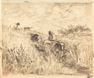 穿过麦田的小路 (Sentier dans les bles) 作者 查尔斯·弗朗索瓦·杜比尼
