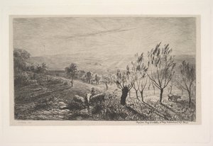 日出，1850年。 作者 查尔斯·弗朗索瓦·杜比尼