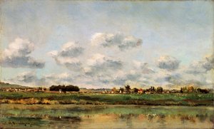 瓦兹河畔的银行，1859年。 作者 查尔斯·弗朗索瓦·杜比尼