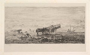 维勒维尔的海滩，1837-78。 作者 查尔斯·弗朗索瓦·杜比尼